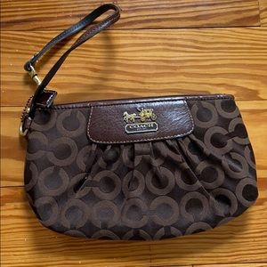 Brown coach wristlet